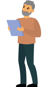 Male character holding a folder