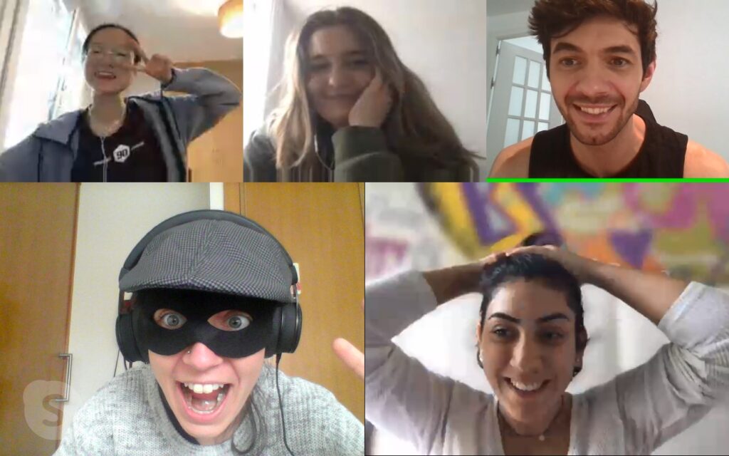 Laura on Skype with her students